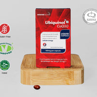 CoQ10 capsules from Revive Active support cellular energy and are vegan, gluten-free and halal certified