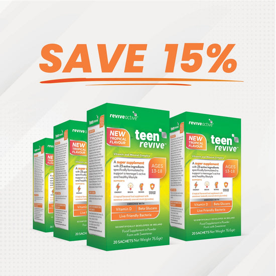 Revive Active Vitamins & Supplements 6 BOXES (144 Sachets) Teen Revive Tropical Flavour +20% Extra Free