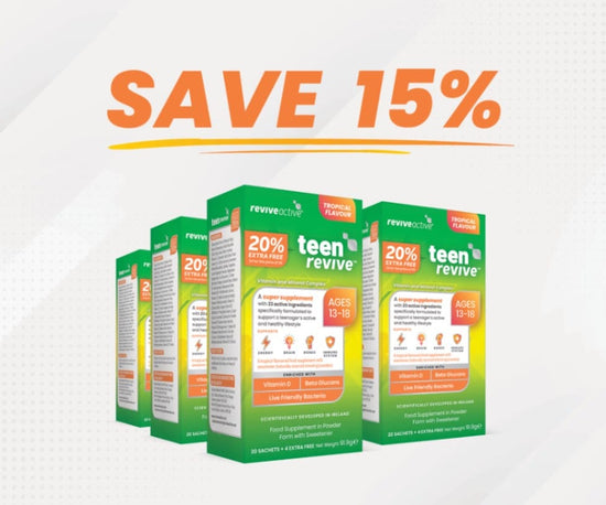 Revive Active Vitamins & Supplements 6 BOXES (144 Sachets) Teen Revive Tropical Flavour 20% Extra Free