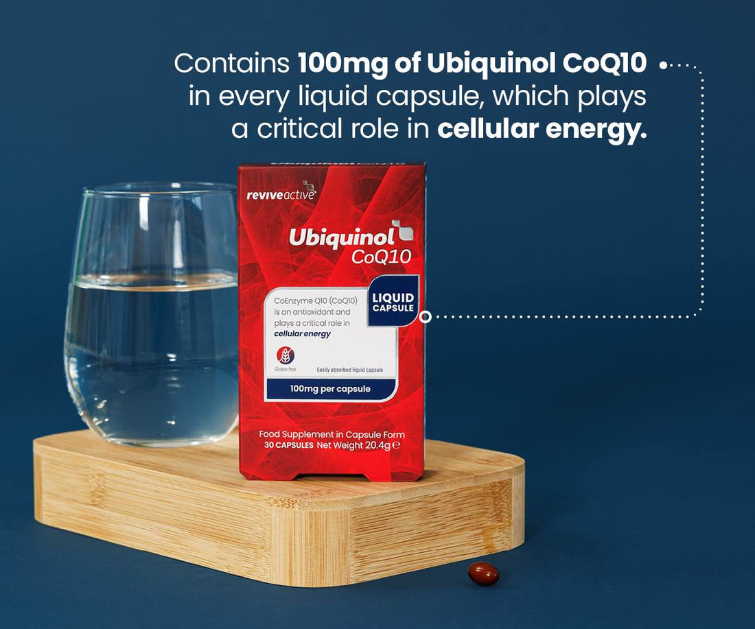 Revive Active's CoQ10 capsules contain a mega 100mg of Ubiquinol CoQ10 in liquid form 
